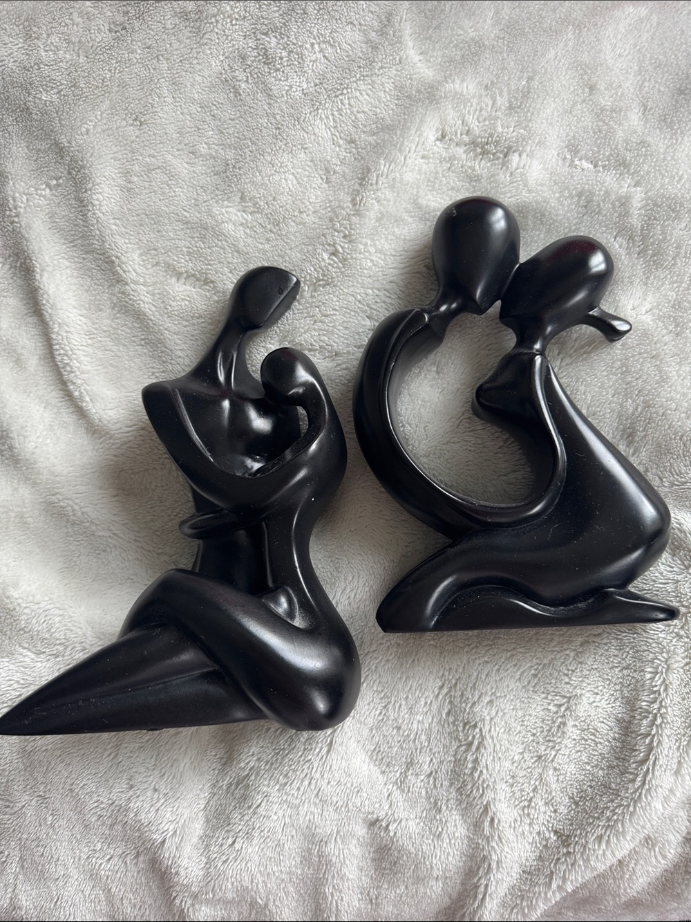 Abstract Embrace Sculptural Figurines in Black - Set of 2